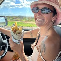 Falafel kebab with chips we put in   at Coral Coast Kebabs in Carnarvon