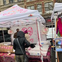 Kiosk in farmer's market at Knead Love Bakery in New York City