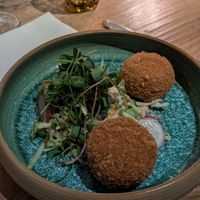 Vegan cheese croquettes starter at LAMUSO in Turnhout