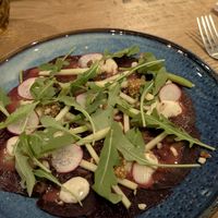 Vegan carpaccio starter at LAMUSO in Turnhout