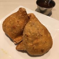 Vegetable Samosa appetizer. Served piping hot. Quite good with tamarind sauce. at Tamarind Indian Cuisine in Edina