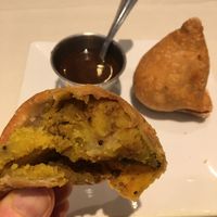 Vegetable Samosa appetizer. Served piping hot. Quite good with tamarind sauce. at Tamarind Indian Cuisine in Edina