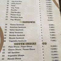 Menu at Govinda's in Kampala