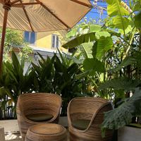 Outside seating  at Pregnant Coconut Caffe in Jimbaran