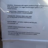 Breakfast menu  at Mahalo in Tenerife