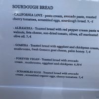 Menu  at Mahalo in Tenerife