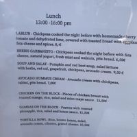 Lunch menu  at Mahalo in Tenerife