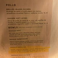 Menu in Spanish part 2 - 1 vegan option   at Mahalo in Tenerife