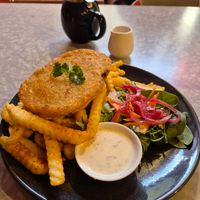 Vegan fish and chips at Modaks Espresso in Dunedin