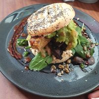 Hash attack bagel! $15.50 (I think) at Modaks Espresso in Dunedin