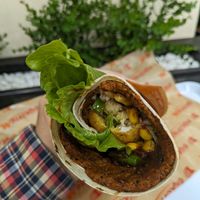 Mix wrap with humus falafel at Çiğköftem in Barcelona