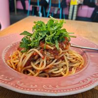 Vegan bolognese at FRA - Pezzo di Pane in Frankfurt