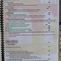 Menu p2 in green the vegan options  at Sabor do Nepal in Lisbon