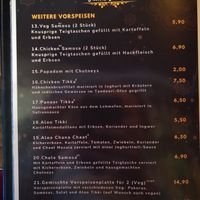 Menu 2 at Tikka Tonic in Hannover