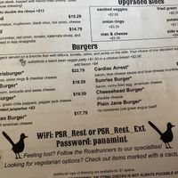 Menu Sample  at Panamint Springs Resort in Darwin