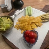 Mango guacamole and nachos  at La Veda in Arambol