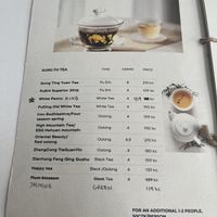 A few of the teas on the menuu  at The Light - Tea House in Prague