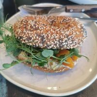 Lax bagel (with carrot and hummus) at Café Láska in Vienna