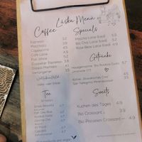 Menu at Café Láska in Vienna