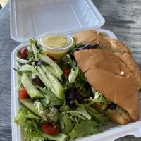 Vegan torta with side saladd and  at Capulín Eats & Provisions in Lompoc