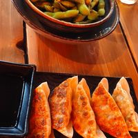 Gyozas and free edamame at Daizu Ramen in Berlin