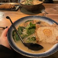 Ramen, einmal mit vegan fried chicken, einmal mit veganem Schweinebauch. Beides mit extra veganem Ei  at Daizu Ramen in Berlin