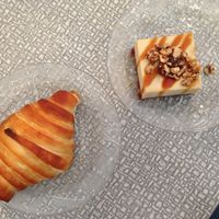 Croissant et le fameux cheesecake noisette, trouvable seulement sur place !  at Sophie Sucree in Montreal