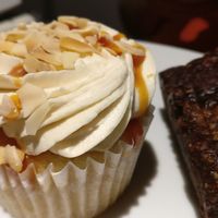 Almond and caramel cupcake, salted caramel brownie. at Sophie Sucree in Montreal