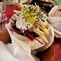 Deceptively massive pita, tricky to eat!  at Falafel el Loco in Mazunte
