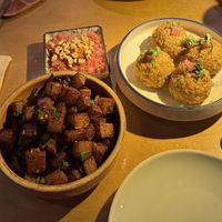 Mala potatoes and Tofu Balls  at Xi Shang ZhaZha - 席上喳喳（前门大街店） in Beijing