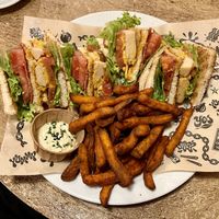 Mad club sandwich with sweet potato fries.  at Mad Mad Vegan - Barcelona in Barcelona