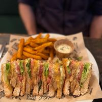 Mad club sandwich and fries at Mad Mad Vegan - Barcelona in Barcelona
