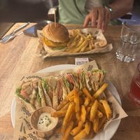 the sandwich (very good!) and the original mad burger. i liked the cajun fries!   at Mad Mad Vegan - Barcelona in Barcelona