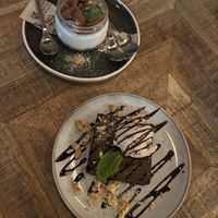Cheesecake (top) & chocolate brownie (bottom)  at Mad Mad Vegan - Barcelona in Barcelona