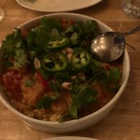 West African peanut stew with spiced millet (we scraped off the jalapeños) at Little Wolf Restaurant in Edmonton