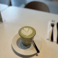 Matcha latte with oat milk by Oatside  at Seed in Jakarta