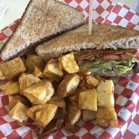 VLT sandwich with home fries! at Mary's Place Cafe II in Halifax