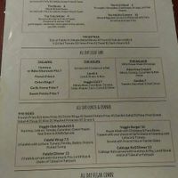 Vegan menu at Mary's Place Cafe II in Halifax