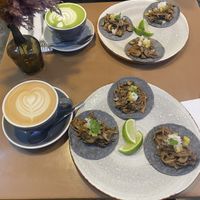 Mushroom tacos  at Drupa Coffee Roasters in Amsterdam