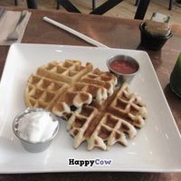 Liege Waffles and Green Juicde at Root in Allston