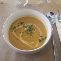Velouté de carottes vegan at La Canopée  in Valence