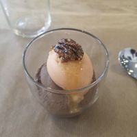 Dessert vegan au chocolat avec sorbet aux fruits  at La Canopée  in Valence