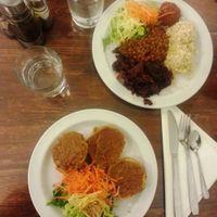 Main course: Rice steaks and Granero's dish at El Granero de Lavapies in Madrid