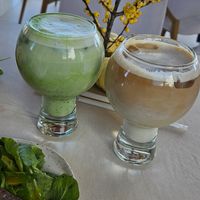 Matcha latte and iced coffee at FRESHA in Limassol