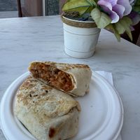 Vegan Breakfast Burrito with sausage, cheese and potato.  at Madcrema in Albuquerque