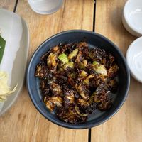 Brussel sprouts okonomiyaki   at WATR in Miami Beach