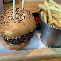 Beetroot burger at Green Vege Cafe in Shanghai