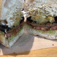 Pineapple and mushroom burger   at Green Vege Cafe in Shanghai