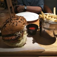 New Thai chilli mushroom burger. at Green Vege Cafe in Shanghai