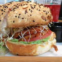 "chicken" burger at Green Vege Cafe in Shanghai